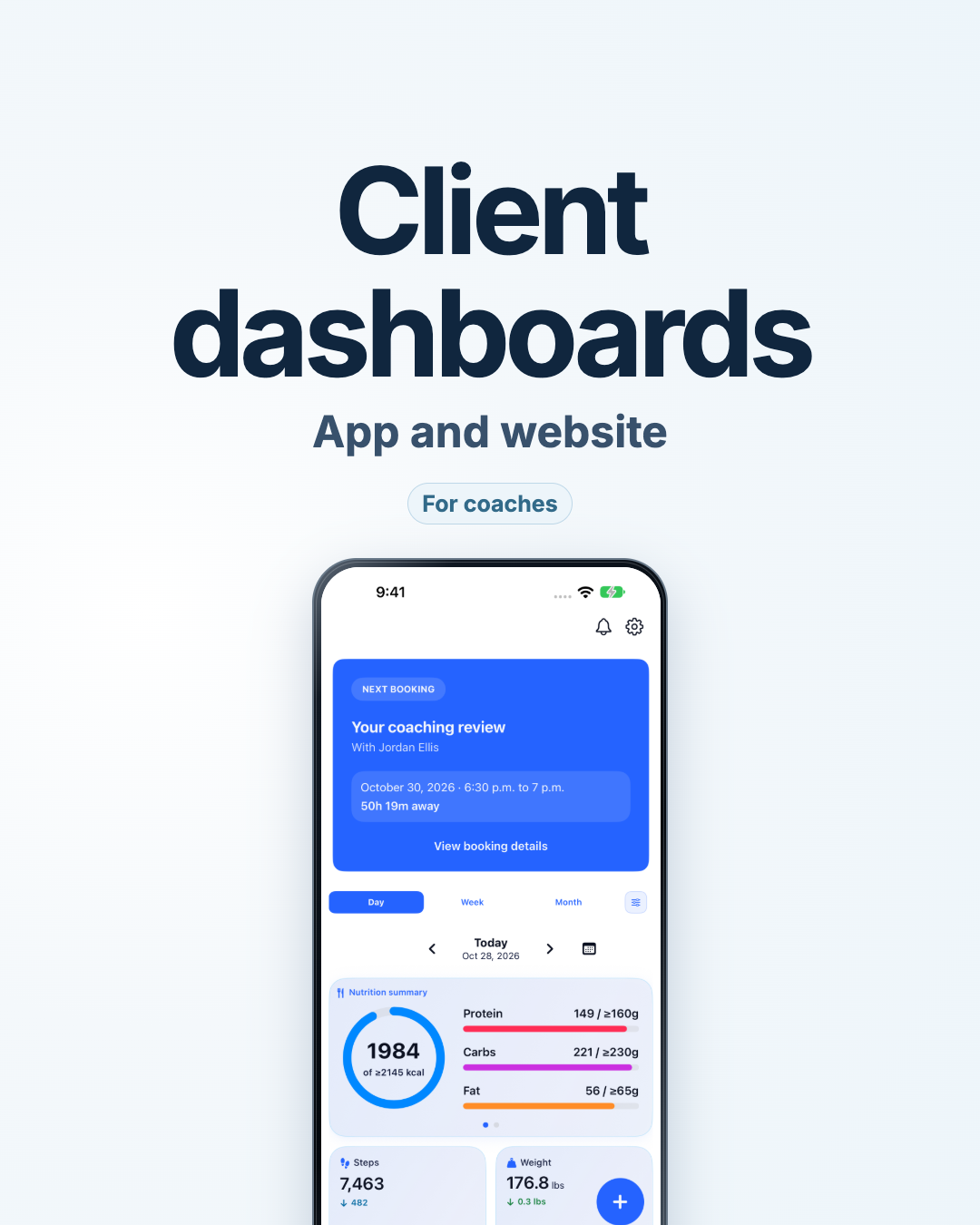 Client dashboards: app and website