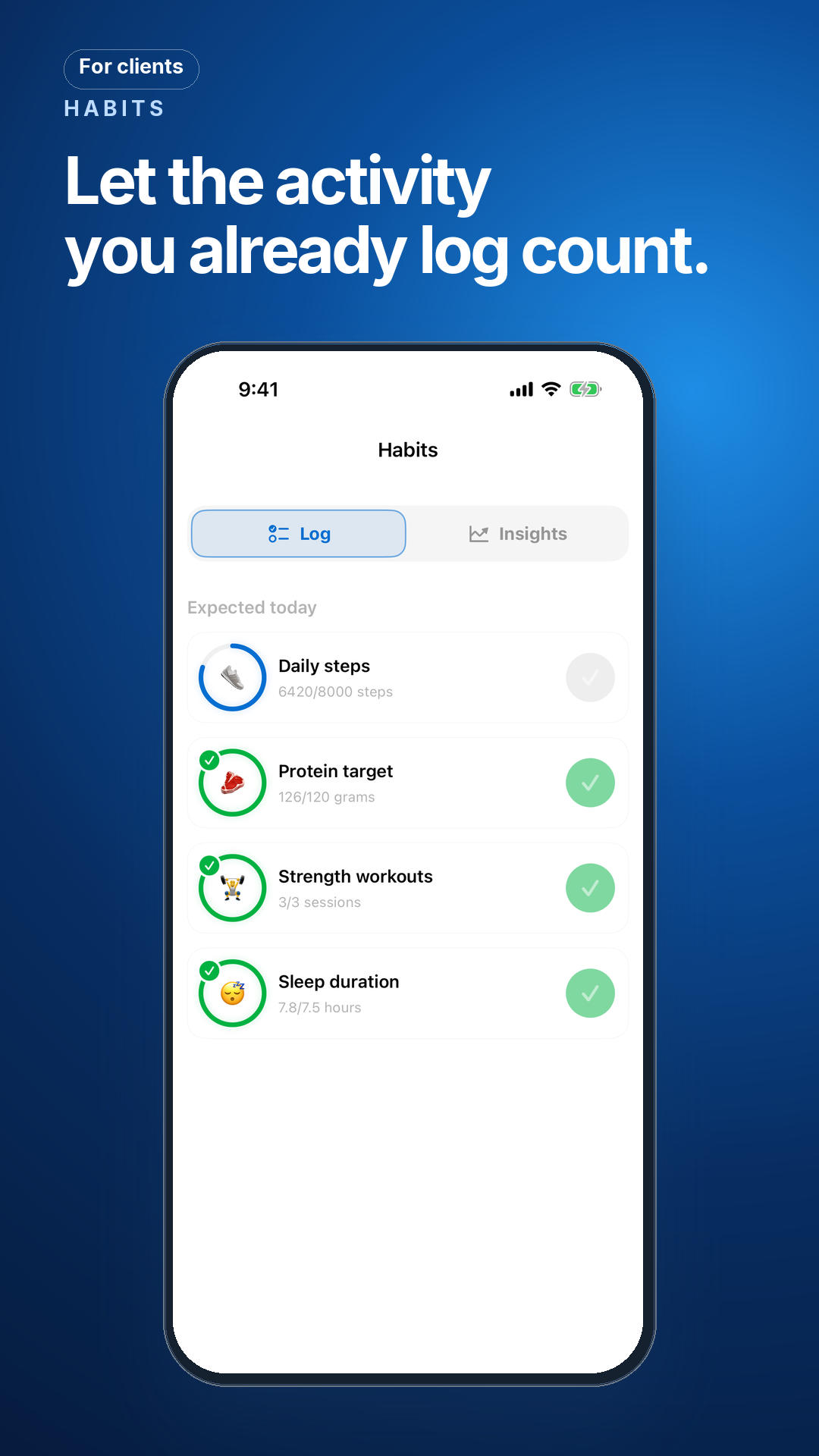 See progress update without logging it twice · For clients